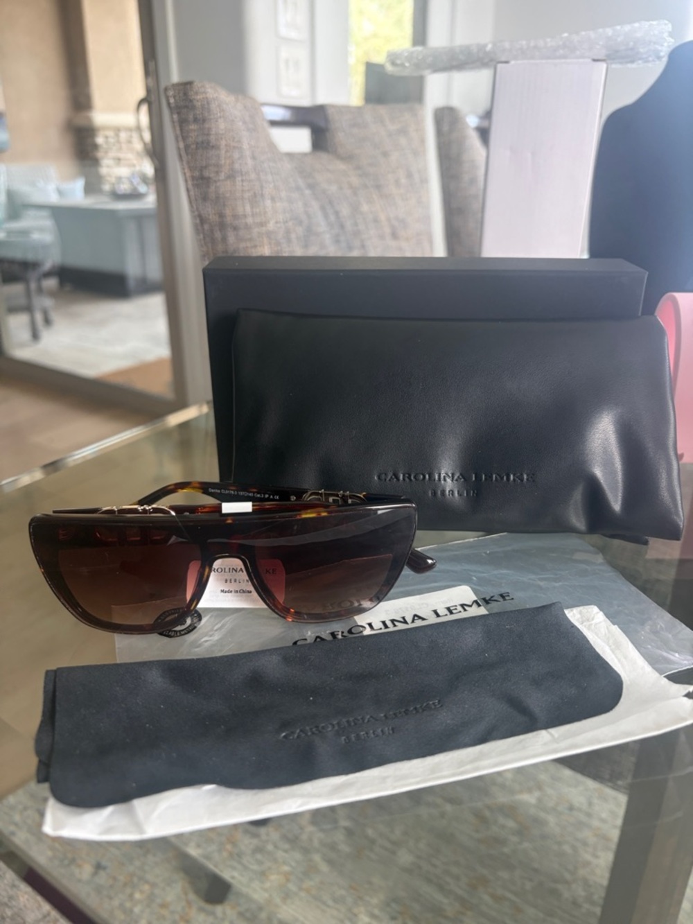 NWT Carolina Lemke Women’s Sunglasses in Tortoiseshell Brown